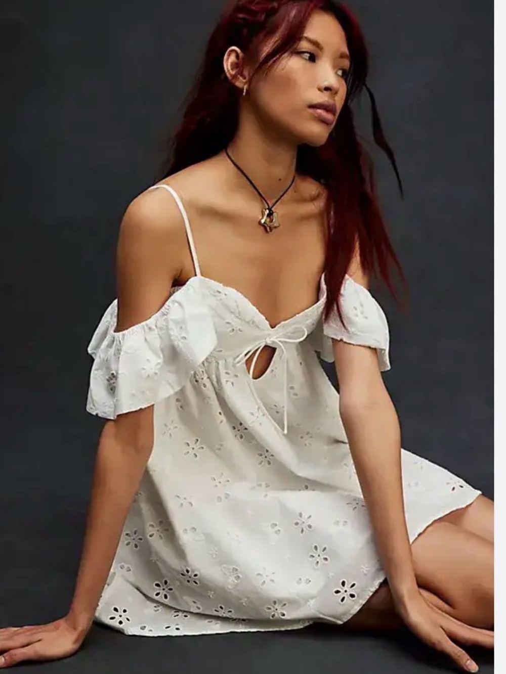 For Love & Lemons Weston Mini Dress in White Size L eyelet